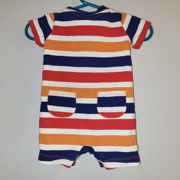 🧡 Gymboree Unisex Baby Short Sleeved Romper Outfit Blue Orange White 0-3 Months - Picture 6 of 7